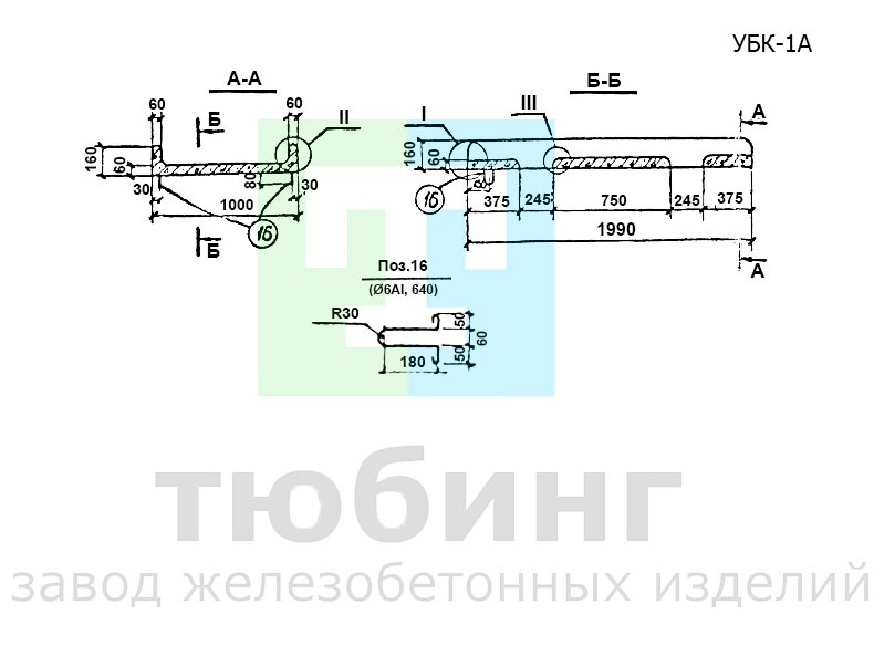 Железобетонный лоток УБК-1А по серии 3.407-102, вып.1