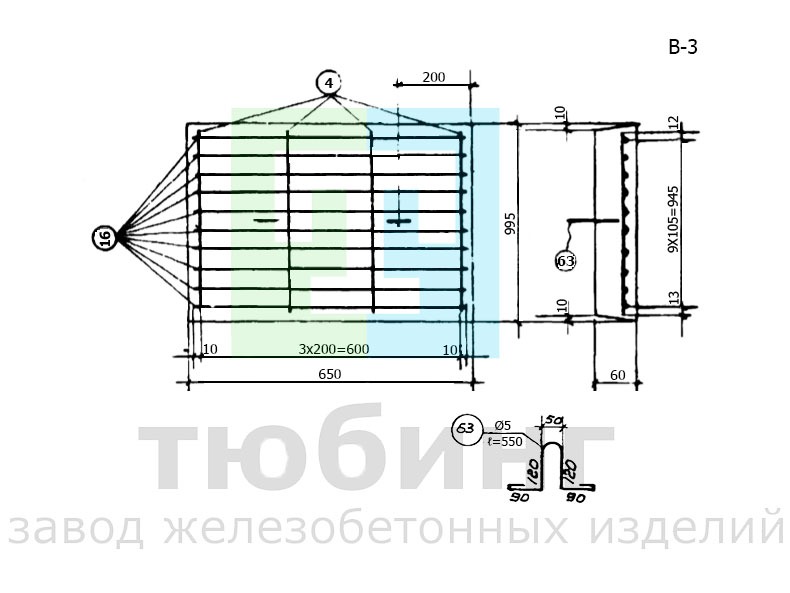 Плита перекрытия В-3 серии ТС-01-01 вып.4