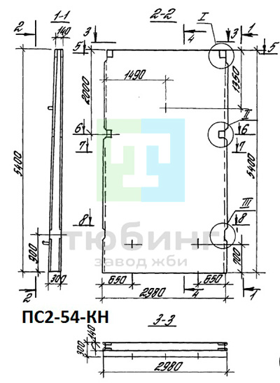 Панель стеновая плоская ПС2-54-КН4