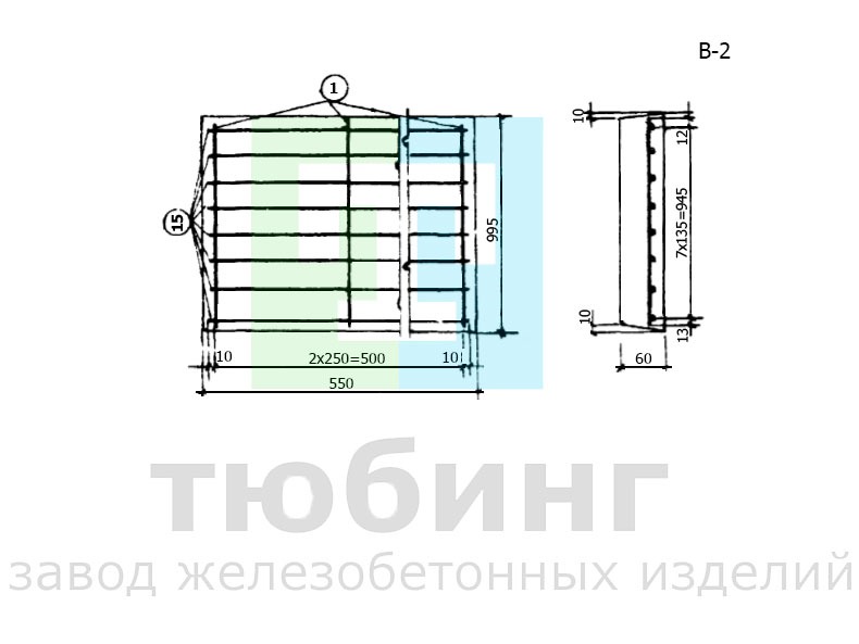 Плита перекрытия В-2 серии ТС-01-01 вып.4